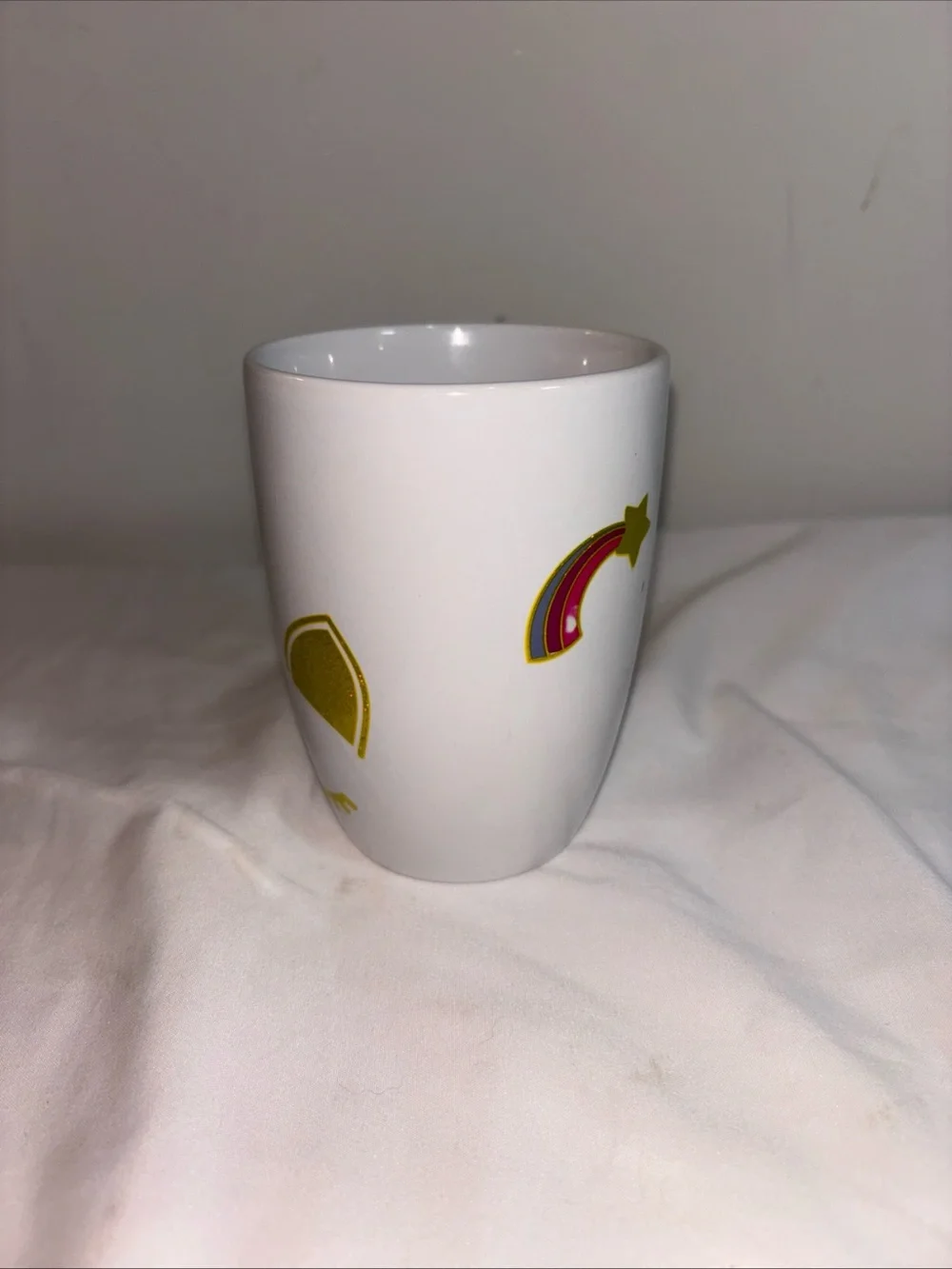 Unbranded White Unicorn Ceramic Coffee Mug with Teal Handle